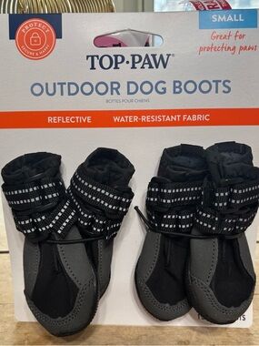 Top Paw Black & Gray Reflective Outdoor Dog Boots (Small)